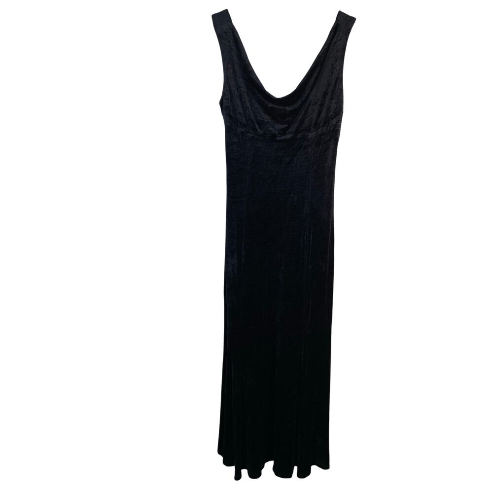 Vintage Chris McLaughlin Rabbit Rabbit 6 Black Velvet Sleeveless Maxi Dress‎ *